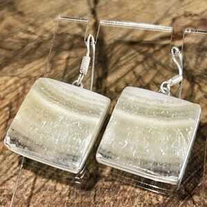 Zebra Calcite Earrings 1 1/2”